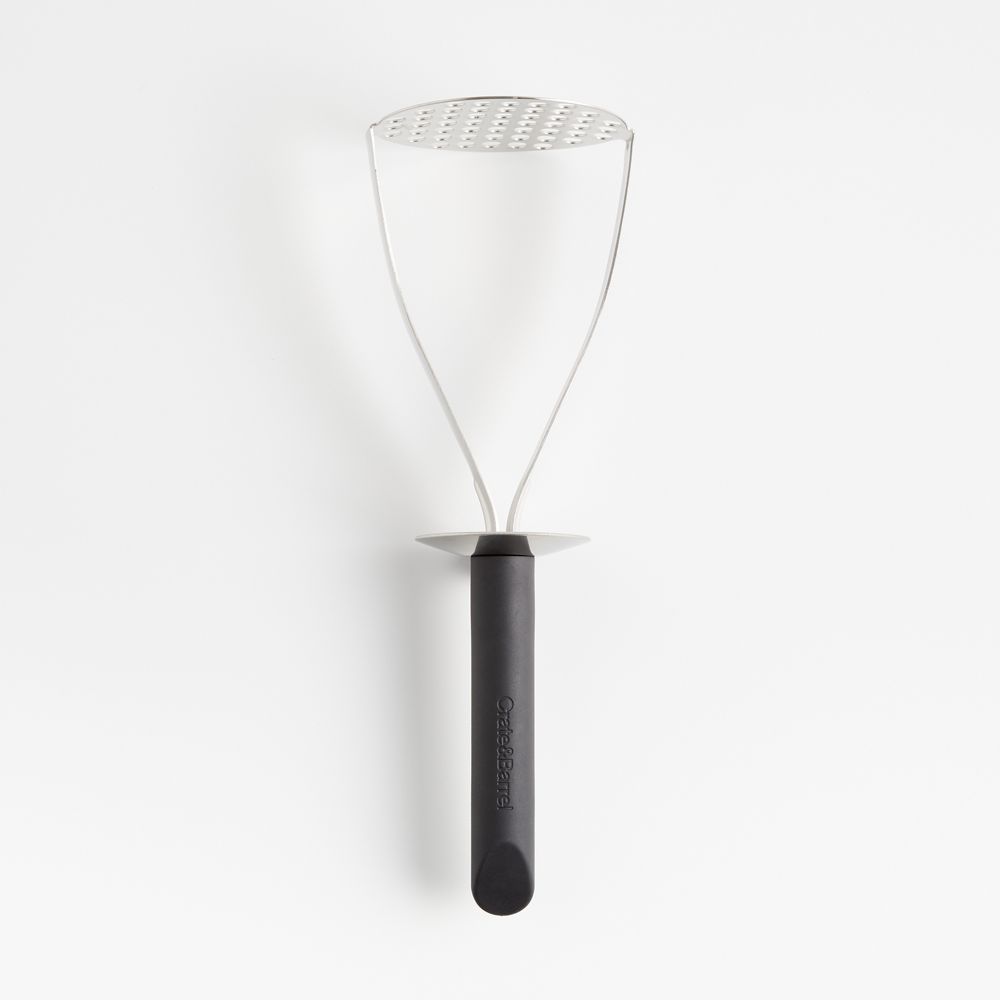 Crate & Barrel Black Soft-Touch Potato Masher