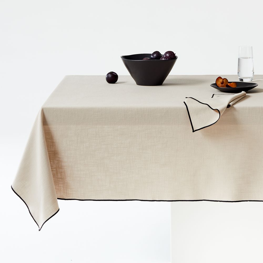 Merrow-Stitch Warm Natural Organic Cotton Tablecloths
