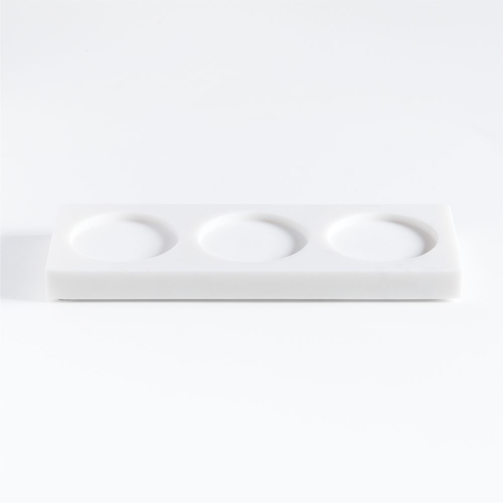White Kitchen Marble 3-Slot Sink Caddy