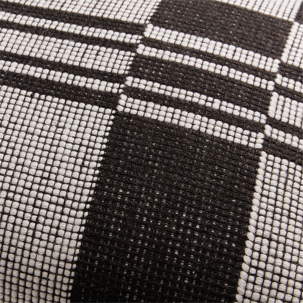 Alternative view of Wool and Linen Blend Plaid 22"x15" Midnight Navy Throw Pillow