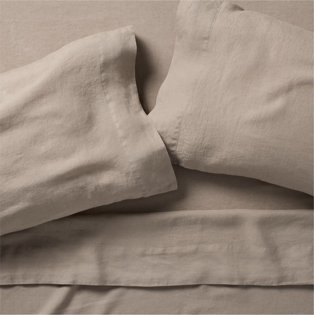 Aire Natural European Linen Clay Taupe Bed Sheet Set