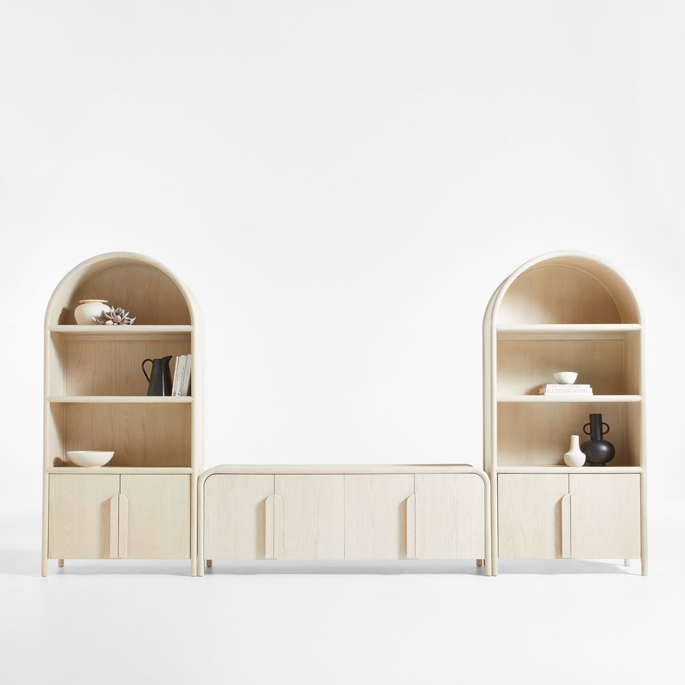 Annie 149" Whitewash Wood Storage Media Console Set by Leanne Ford