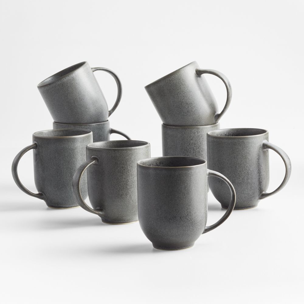 Craft 11.5-oz. Charcoal Grey Stoneware Mugs, Set of 8