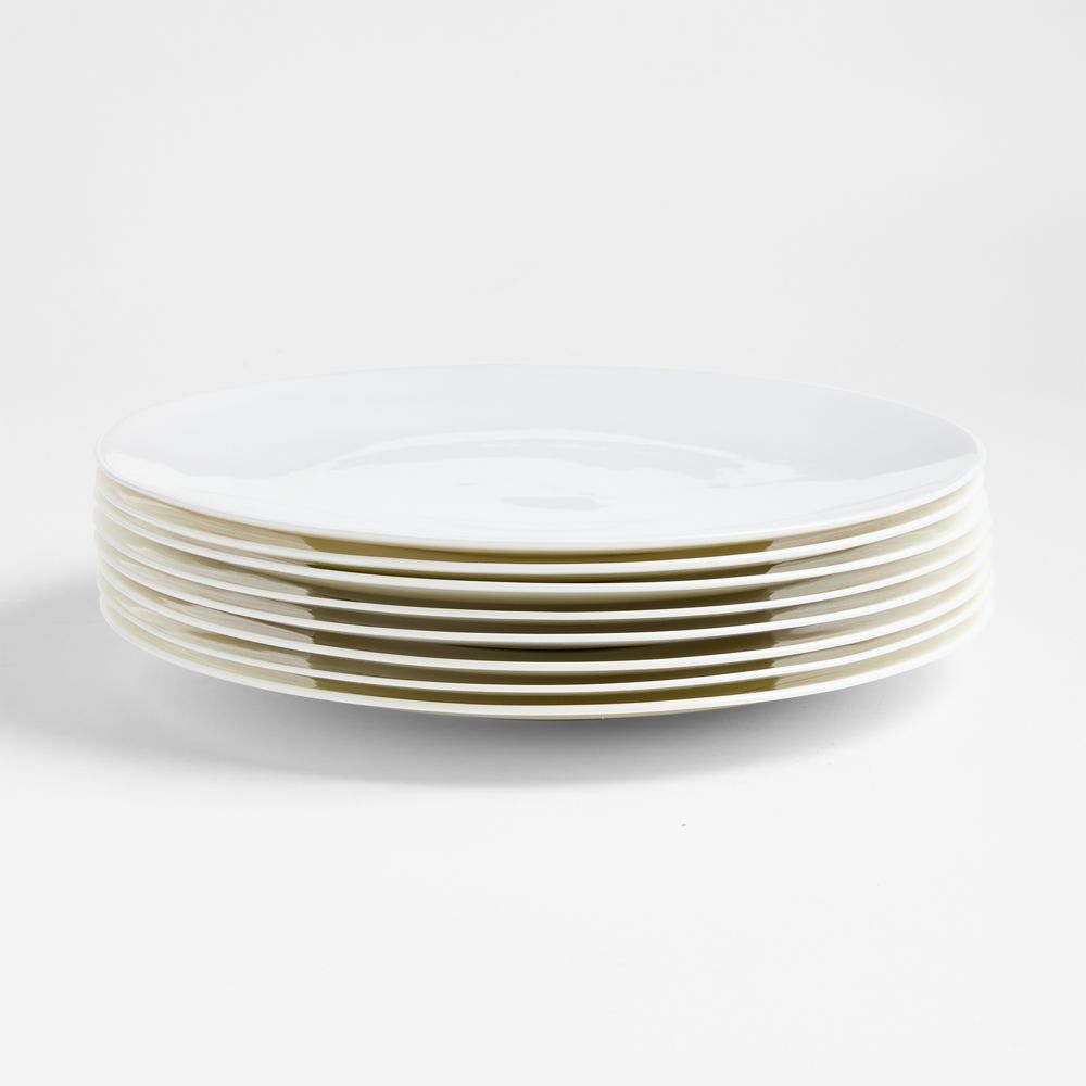 Bennett White Bone China Dinner Plates, Set of 8
