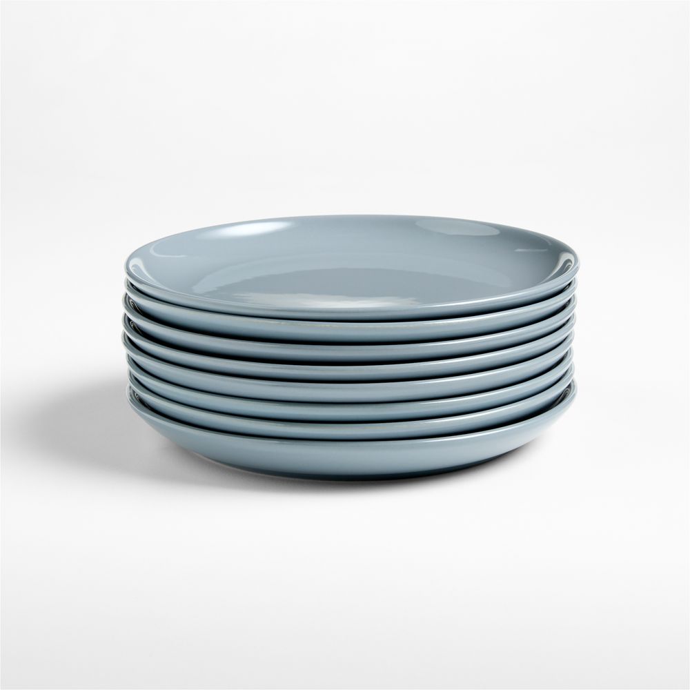 Hudson Mist Blue Stoneware Salad Plates, Set of 8