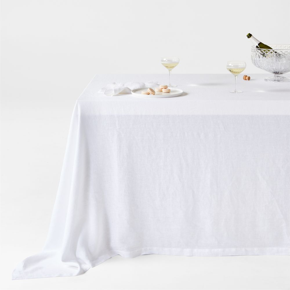 Marin White Oversized European Linen Tablecloth