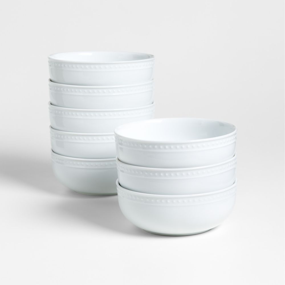 Staccato White Porcelain Cereal Bowls, Set of 8