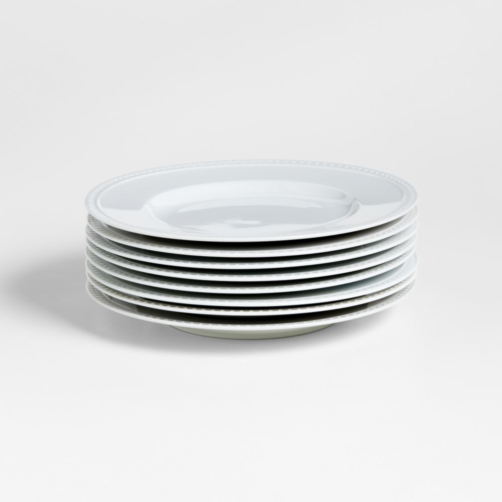 Staccato White Porcelain Salad Plates, Set of 8