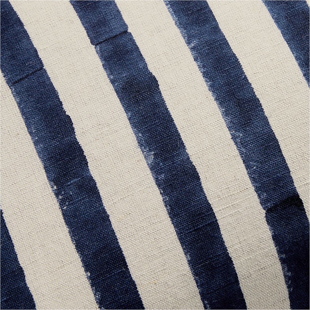 Alternative view of Yarra Stripe Fringe 24"x16" Deep Indigo Throw Pillow