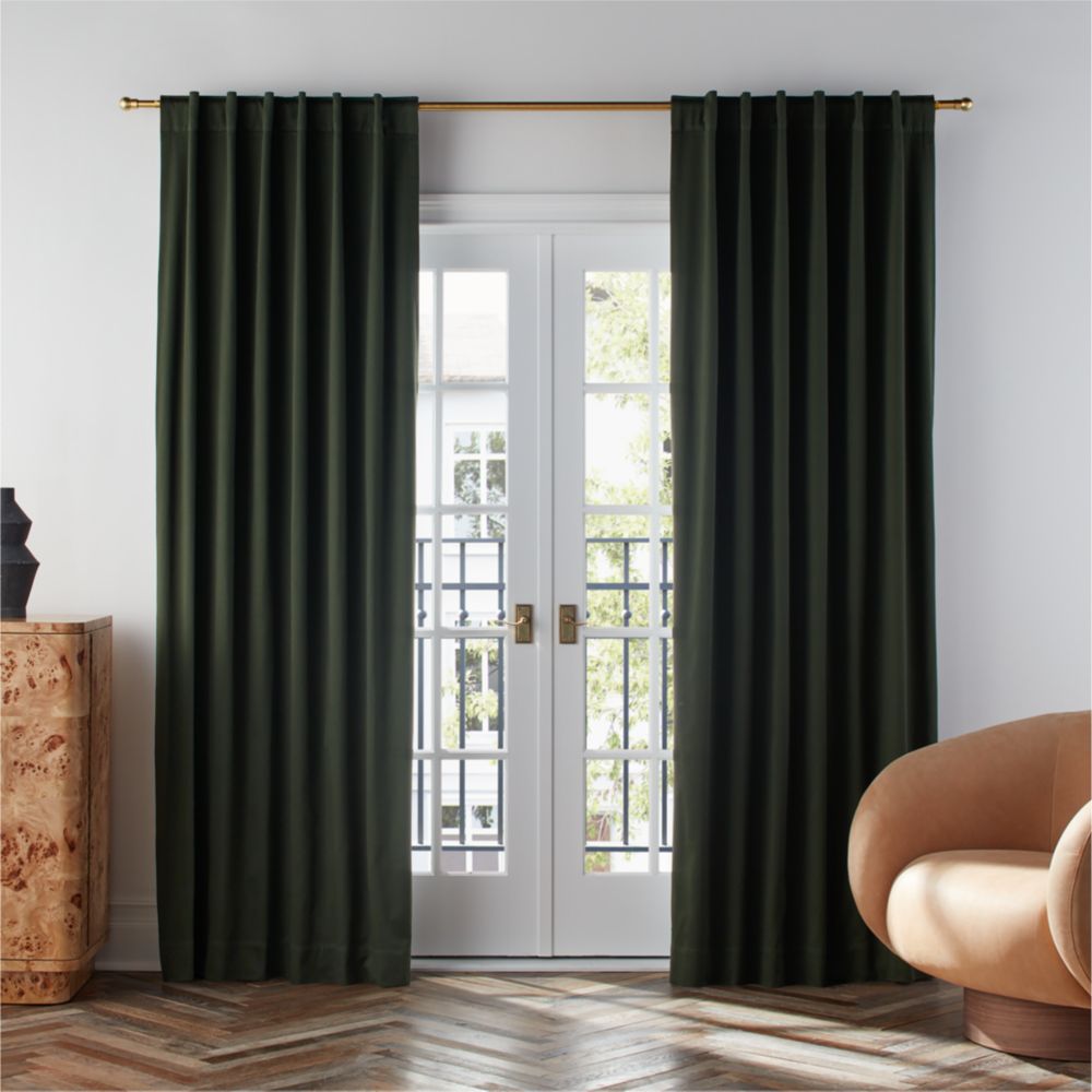 Ficus Green Organic Cotton Sateen Blackout Window Curtain Panel