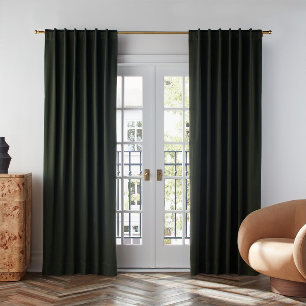 Ficus Green Organic Cotton Sateen Window Curtain Panel