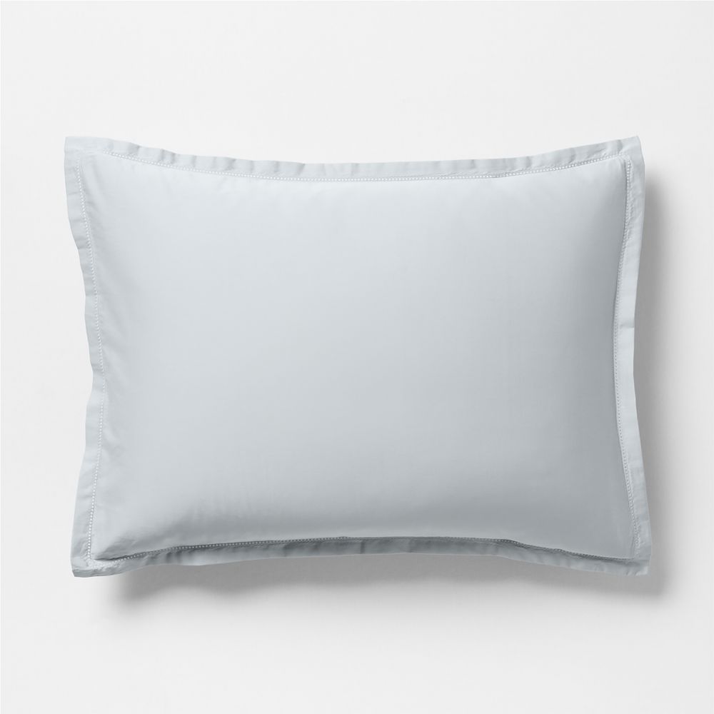 Serene Washed Organic Cotton Sateen Light Mist Blue Bed Pillow Sham