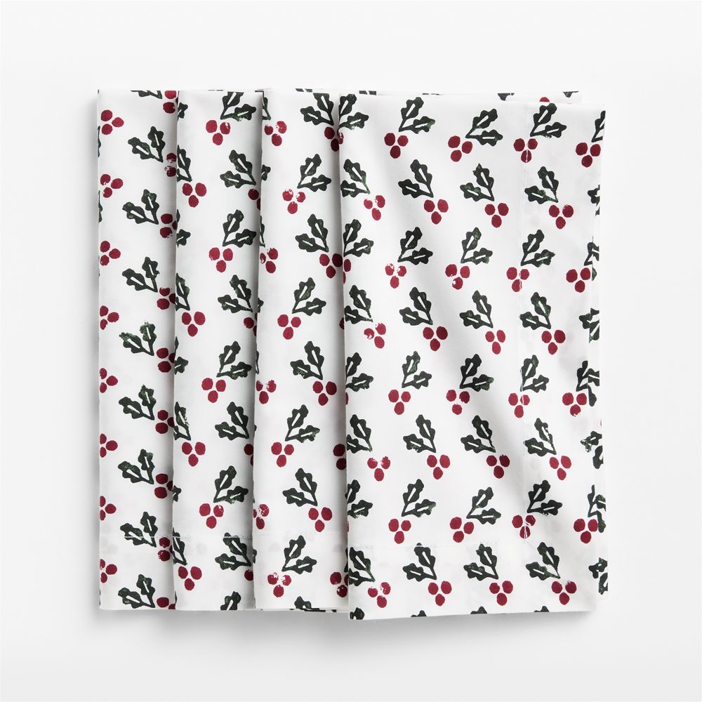 Holly Berry Block Print Napkin, Set of 4
