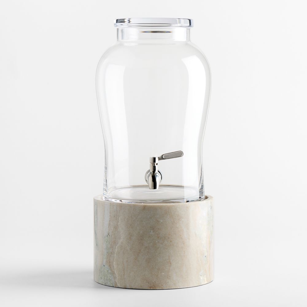 Beau 1.75-Gallon Glass Drink Dispenser with Tuscan Marble Stand