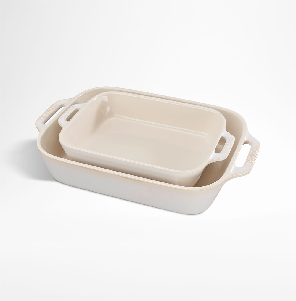 Staub Rustic Ivory 2-Piece Rectangular Baker Set