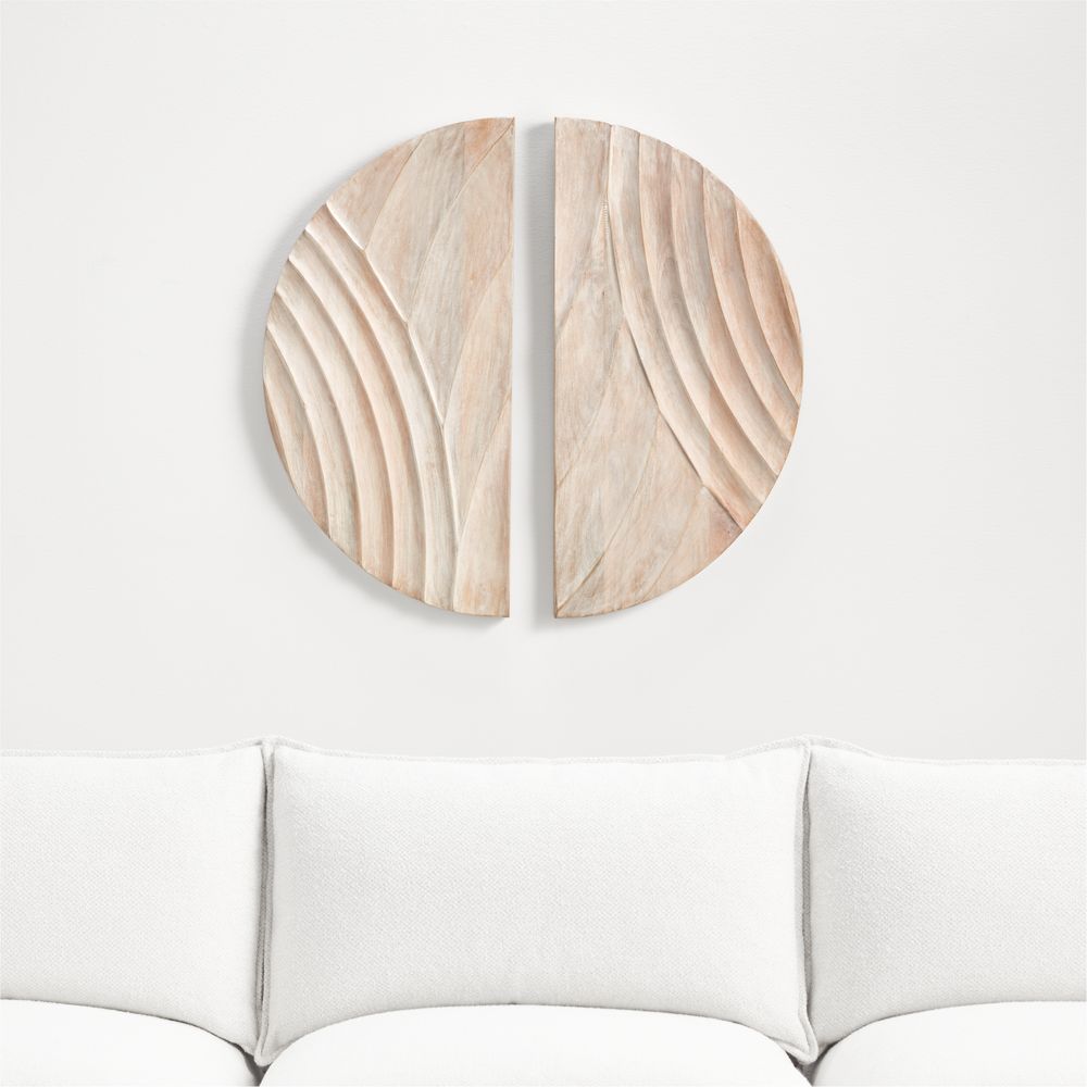 "Dune" Hand-Carved Bleached Wood Wall Art 30"x30"