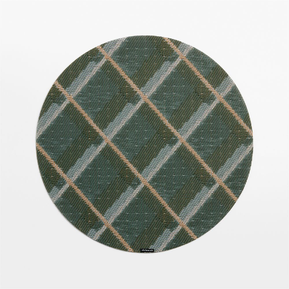 Chilewich Holiday Plaid Round Green Vinyl Placemat