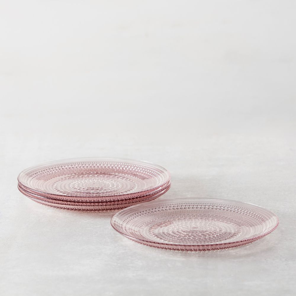 Alma Pink Glass Dinner Plates, Set of 4