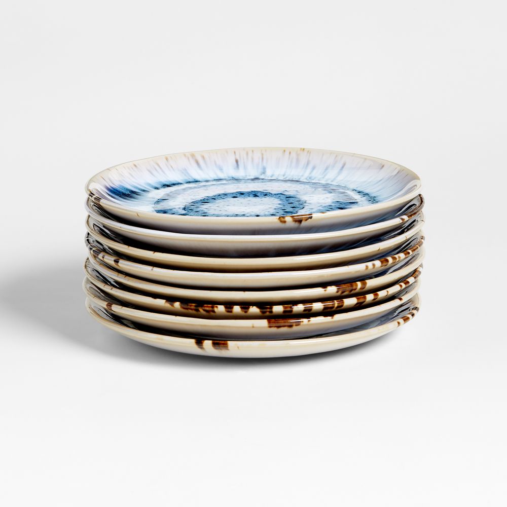Julo Blue Salad Plates, Set of 8