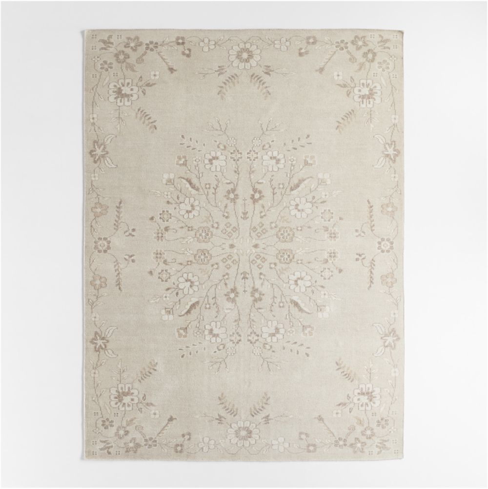 Florence Performance Traditional Floral Ivory Handknotted Area Rug