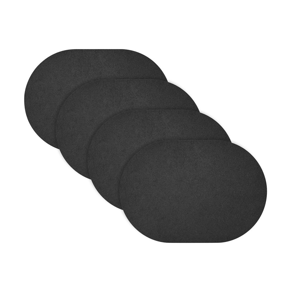 Black Felt Oval Placemats, Set of 4