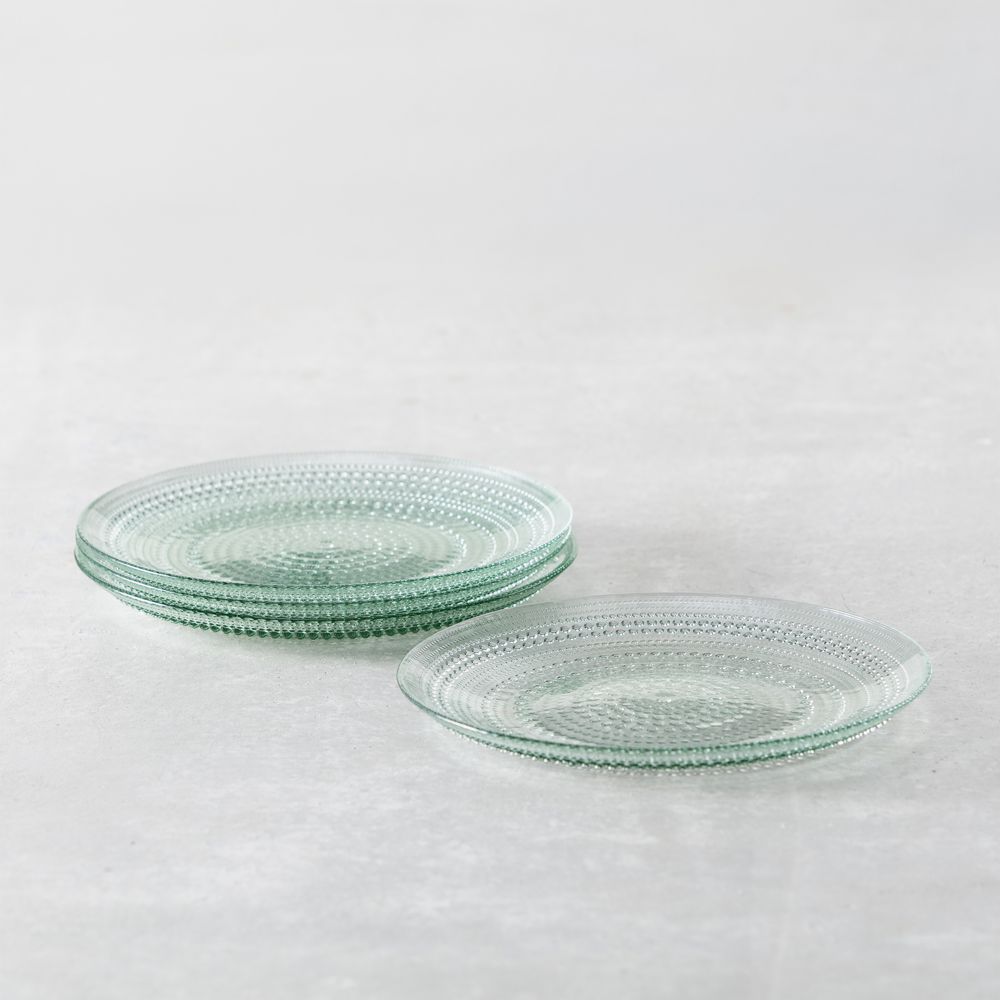 Alma Sage Glass Salad Plates, Set of 4