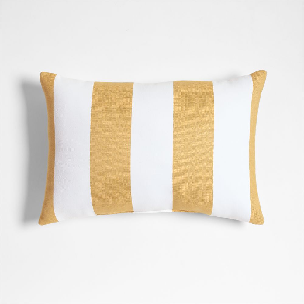 Sunbrella 20"x13" Cabana Wheat Yellow Stripe Outdoor Throw Pillow