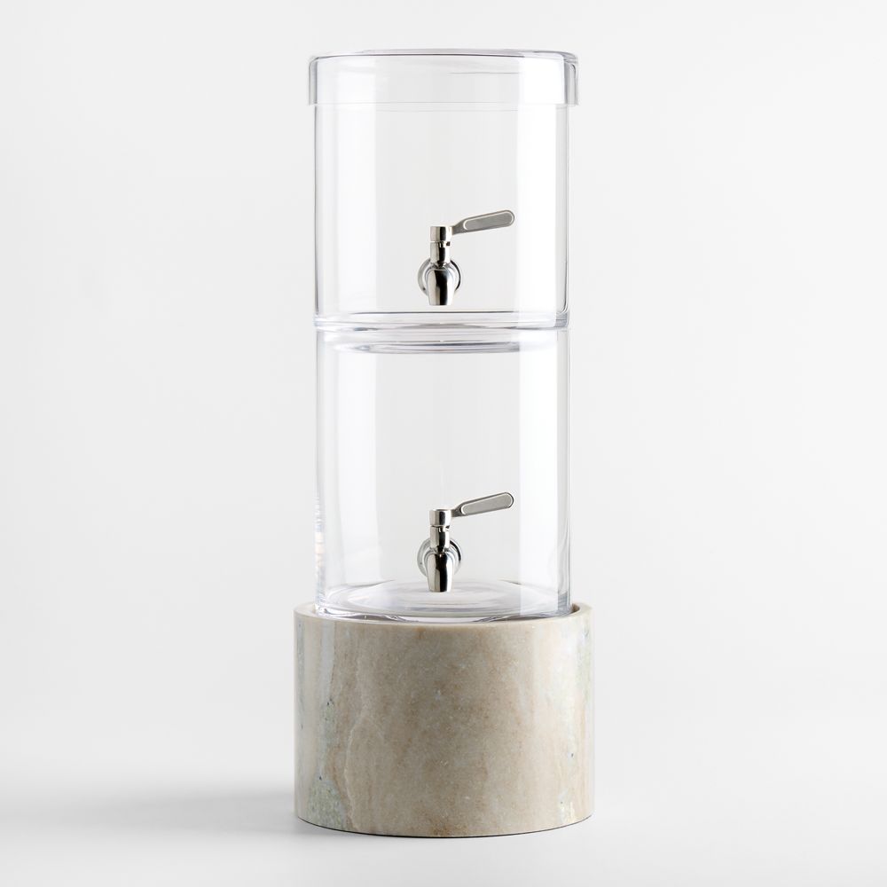 Stacking 2-Gallon Glass Cold Drink Dispenser with Tuscan Marble Stand