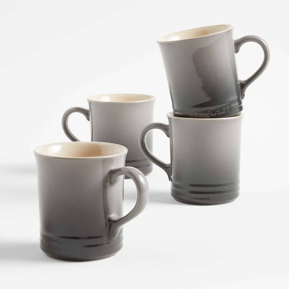 Le Creuset 14-oz. Oyster Grey Stoneware Mugs, Set of 4