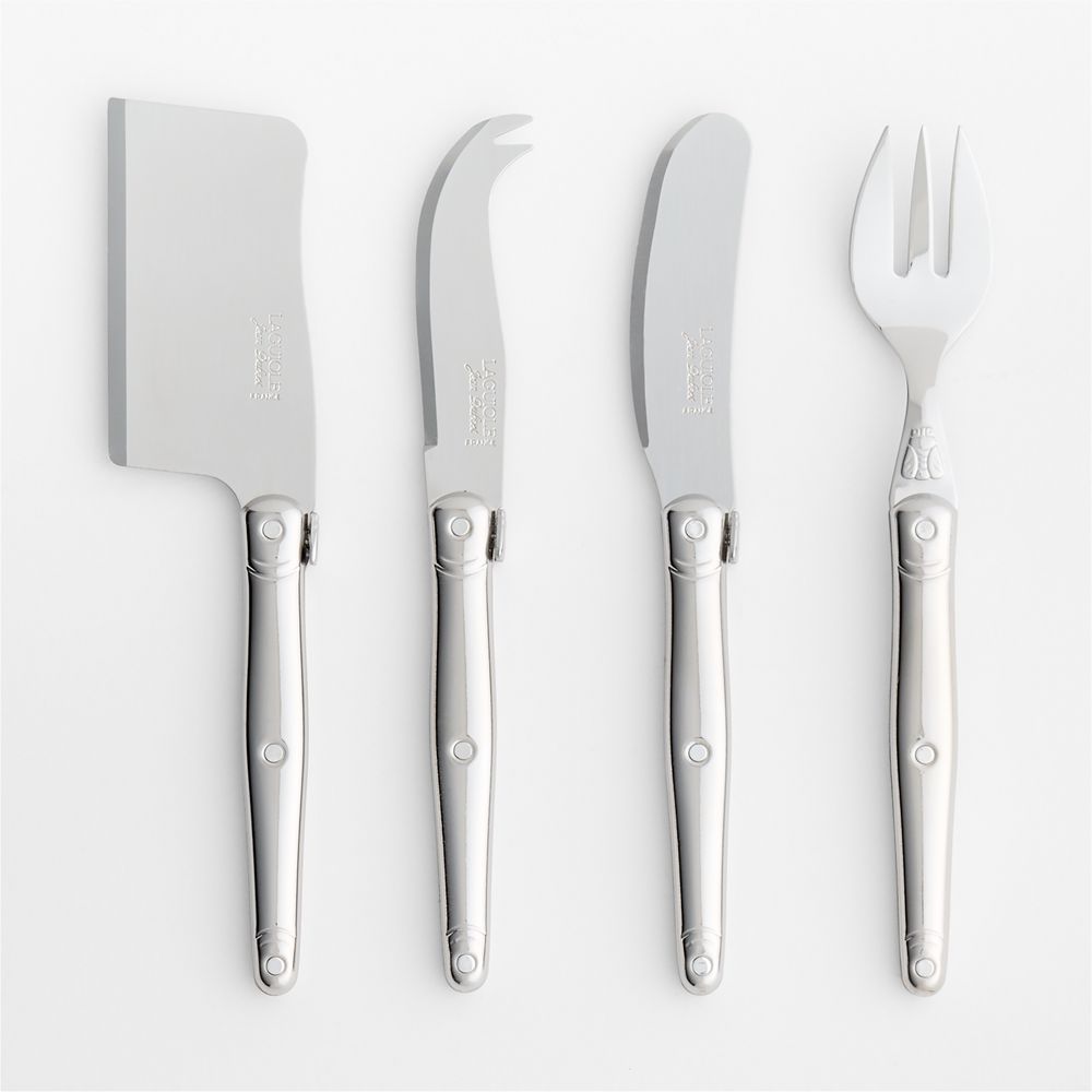 Jean Dubost Laguiole Stainless Cheese Knife 4-Piece Set