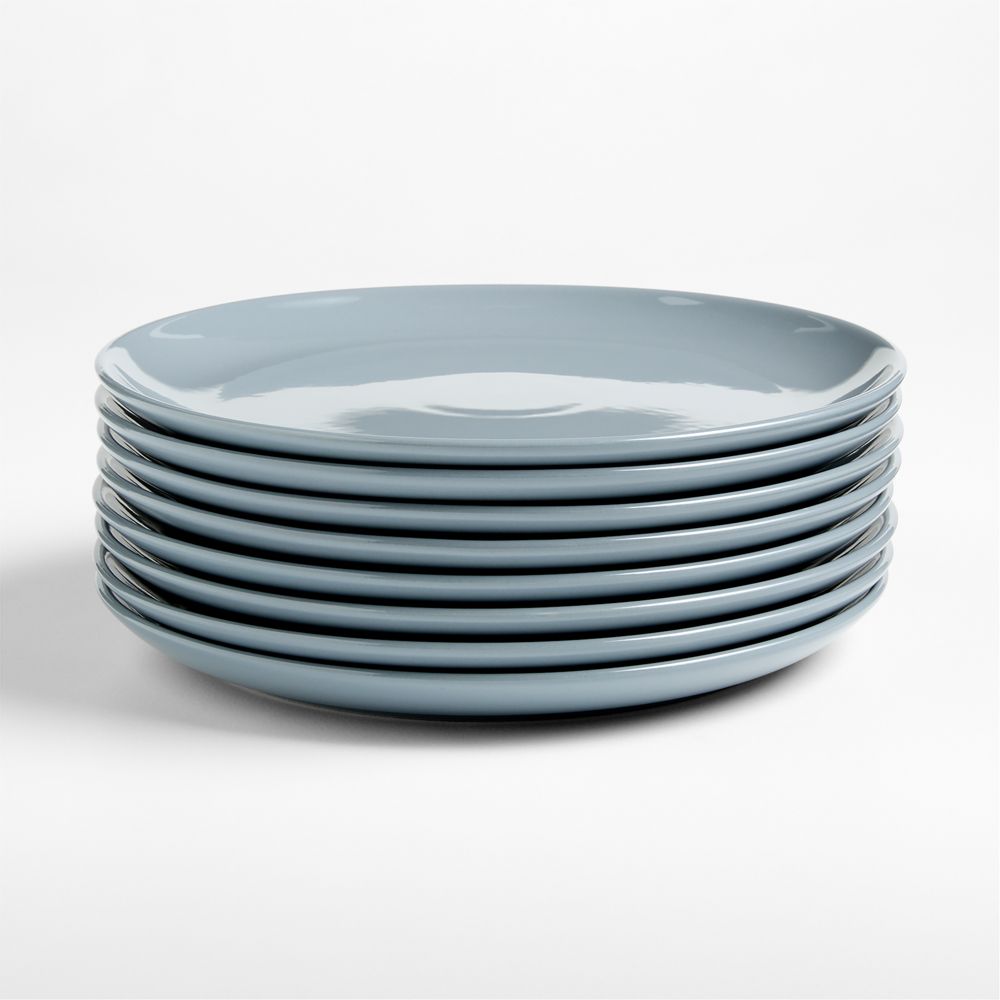 Hudson Mist Blue Stoneware Dinner Plates, Set of 8
