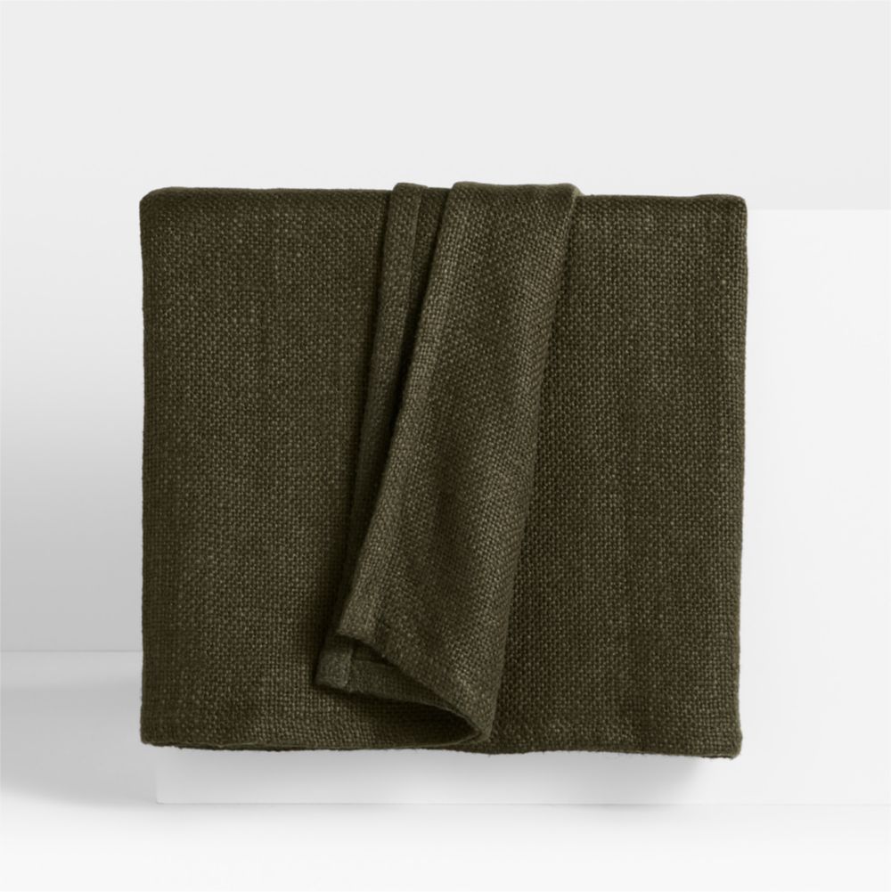 EUROPEAN FLAX-Certified Linen Viscose Burnt Green Full/Queen Bed Blanket