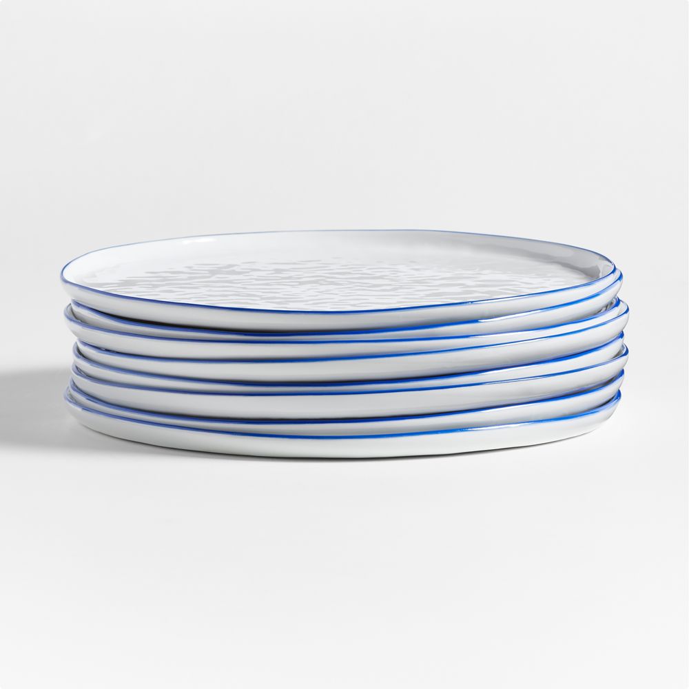 Mercer Blue Rim Dinner Plates, Set of 8