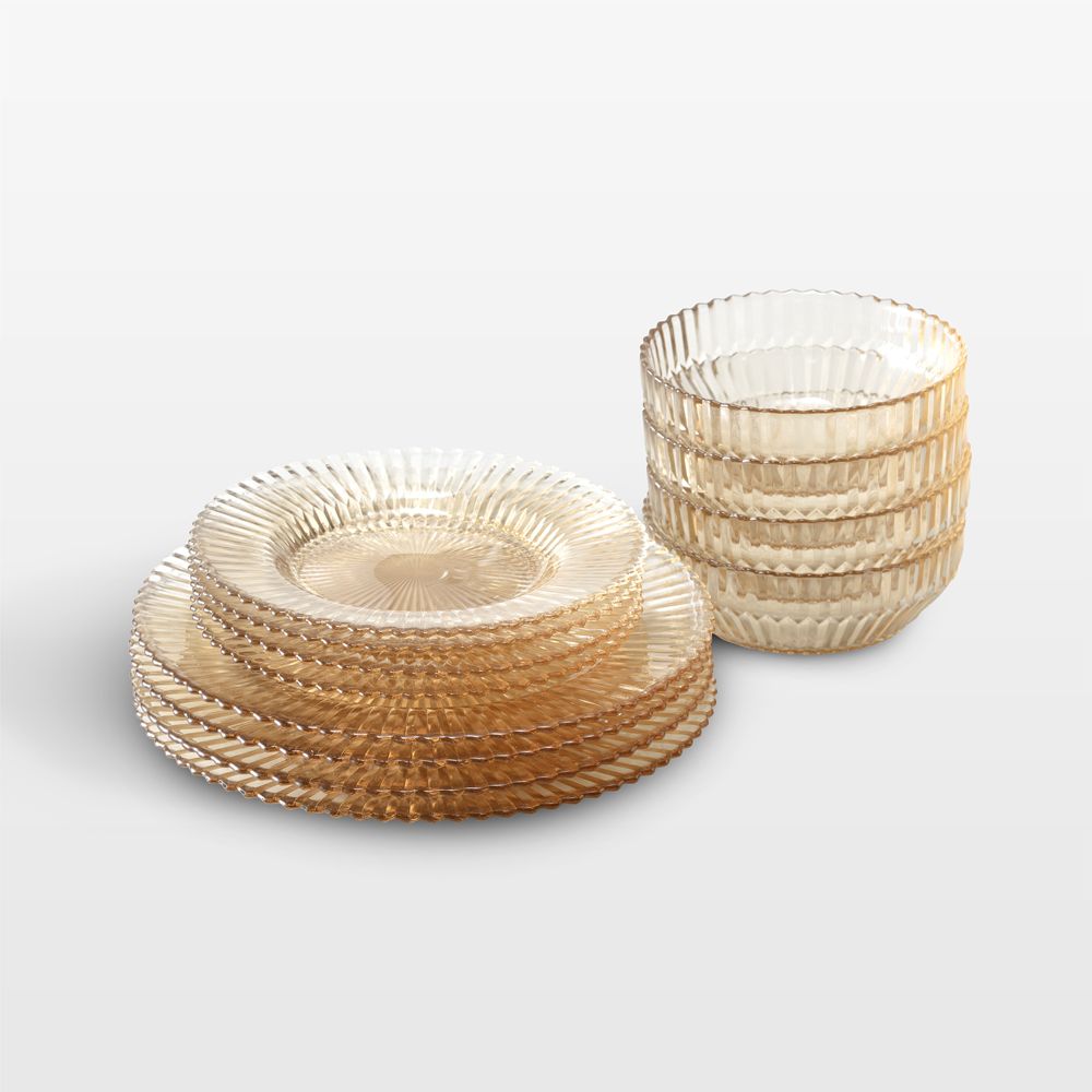 Archie Ginger Gold Glass 12-Piece Dinnerware Set