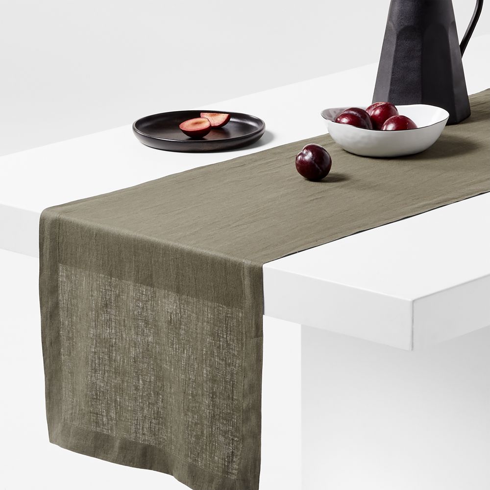 Marin 120" Desert Green European Linen Table Runner
