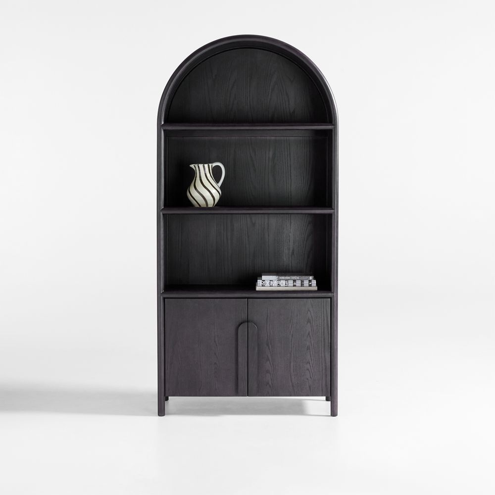 Annie 38" Charcoal Brown Wood Storage Bookcase with Shelves by Leanne Ford