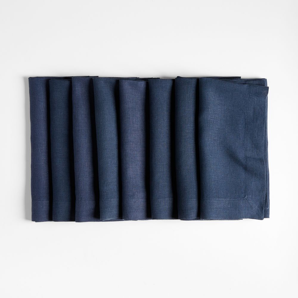 Marin Indigo European Linen Napkins, Set of 8