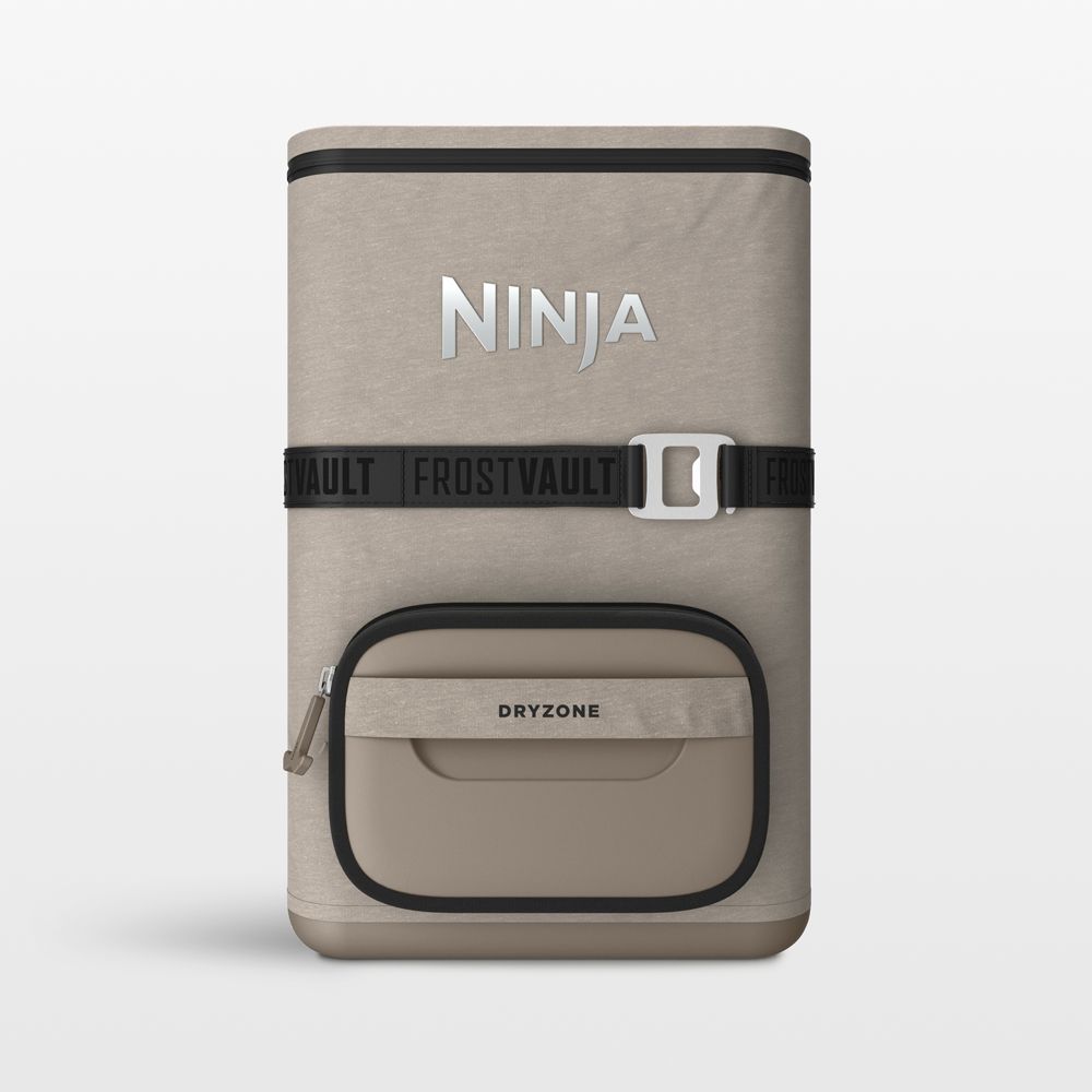 Ninja FrostVault Go 24-Can Backpack Soft Cooler with Cold Dry Zone in Birch Beige