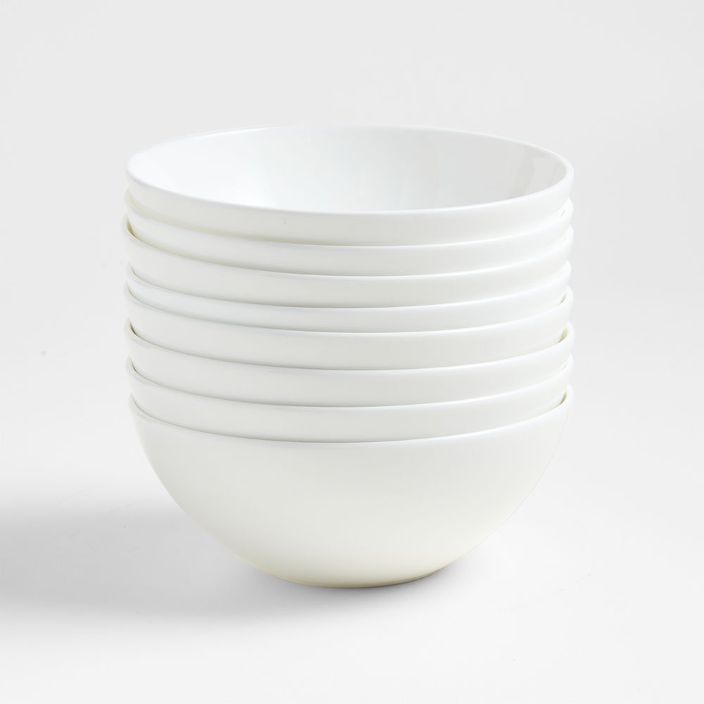Bennett White Bone China Cereal Bowls, Set of 8