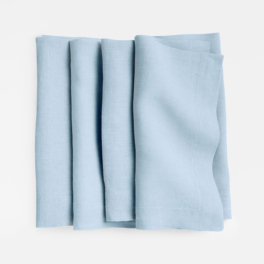 Marin Light Blue European Linen Napkins, Set of 4