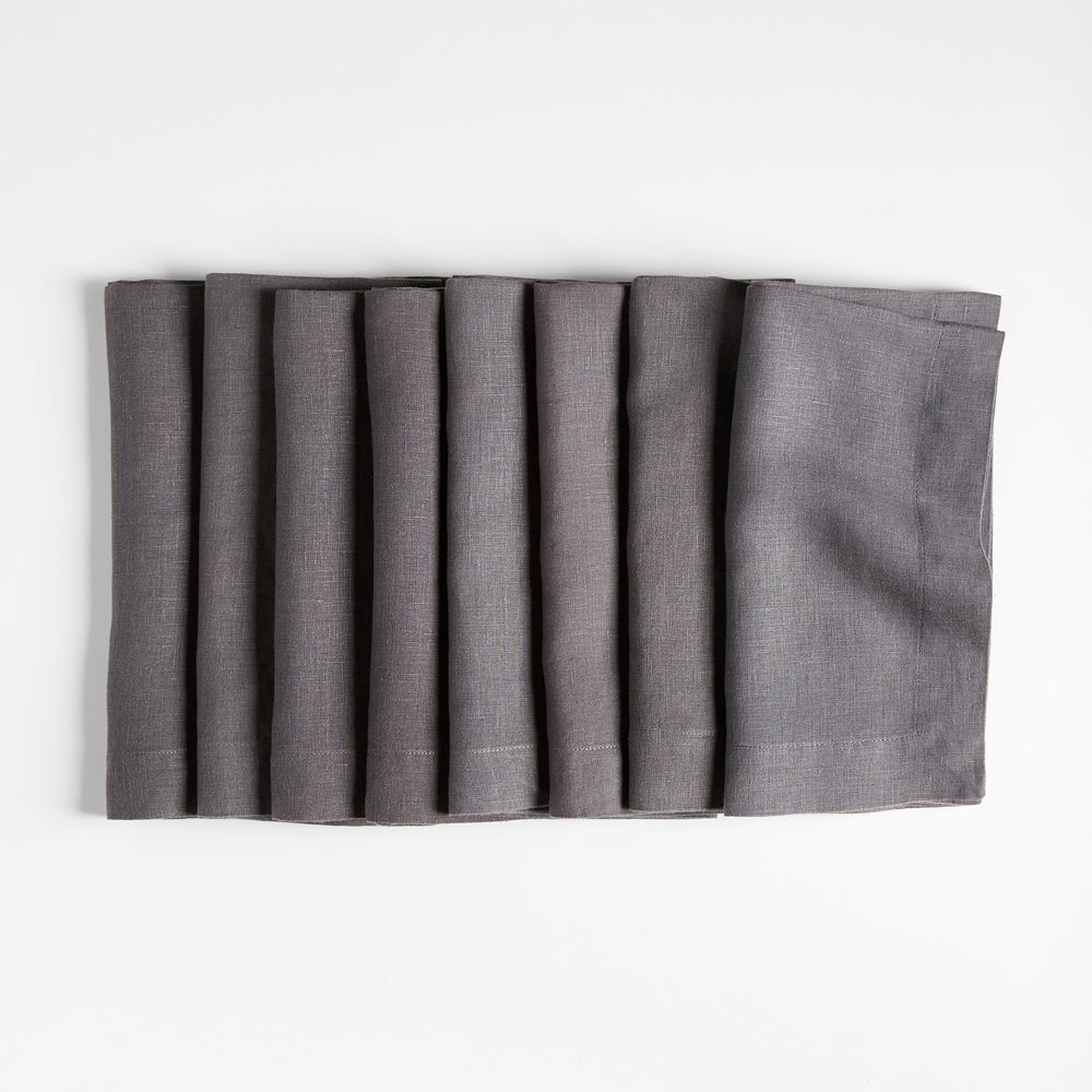 Marin Storm Grey European Linen Napkins, Set of 8