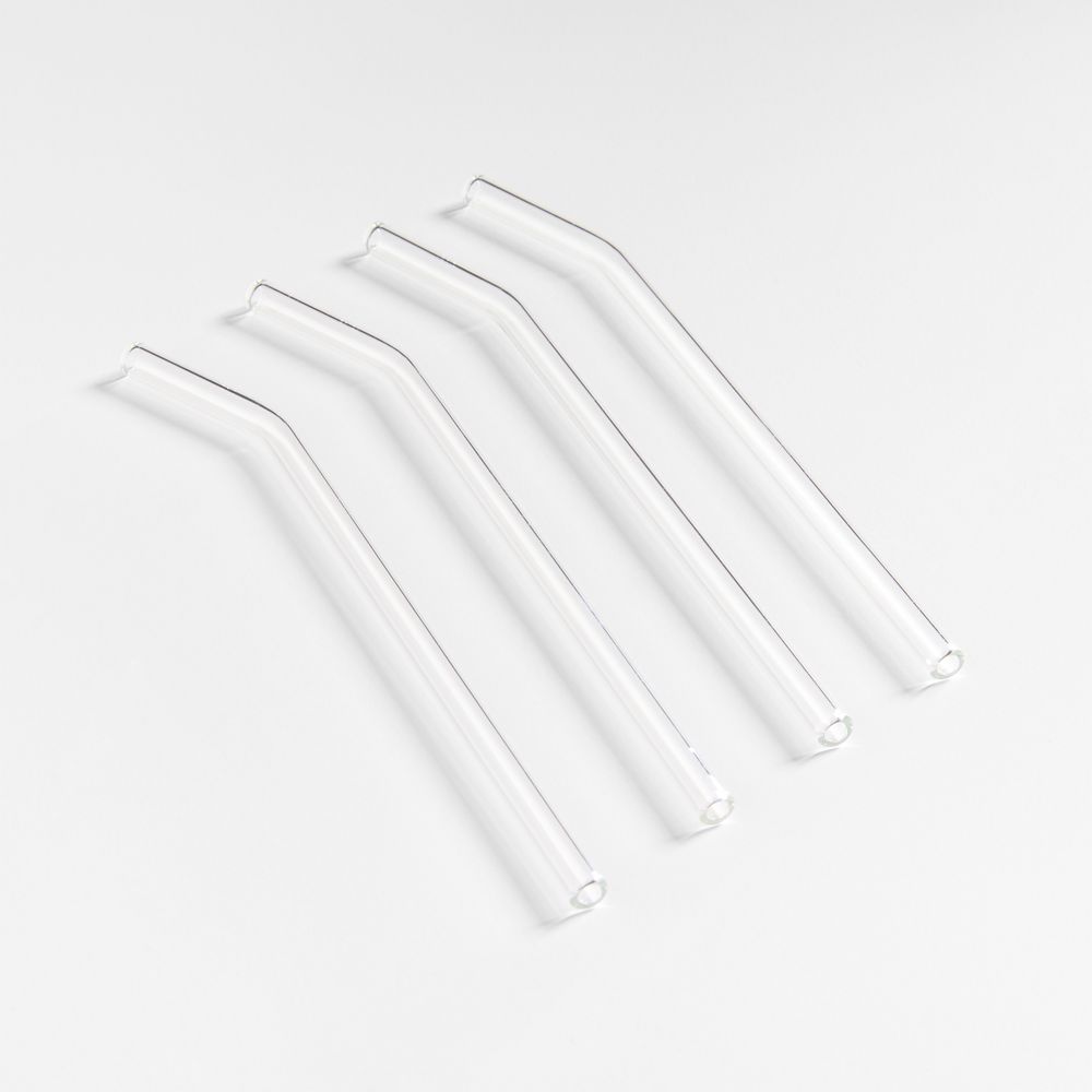 Clear Glass Straws, Set of 4