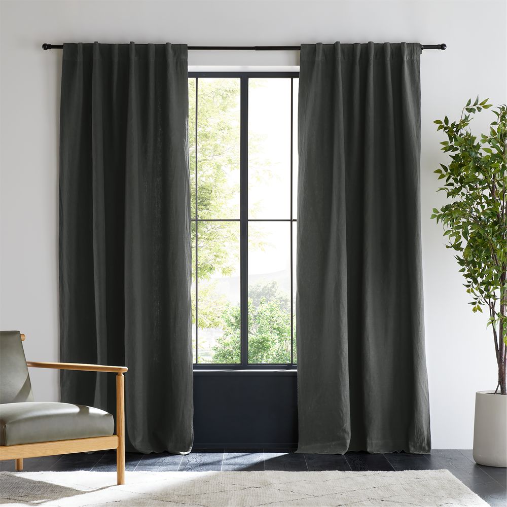 Storm Grey EUROPEAN FLAX-Certified Linen Window Curtain Panel