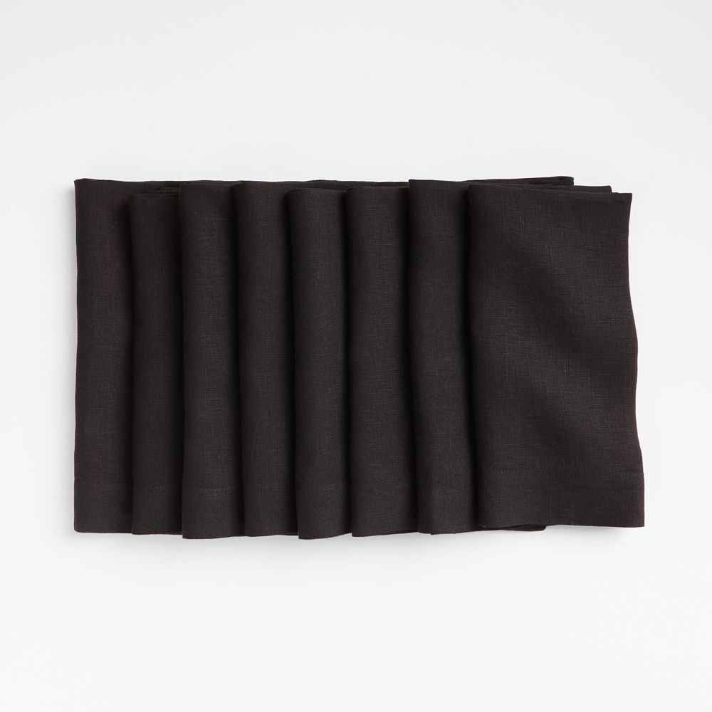 Marin Ink Black European Linen Napkins, Set of 8