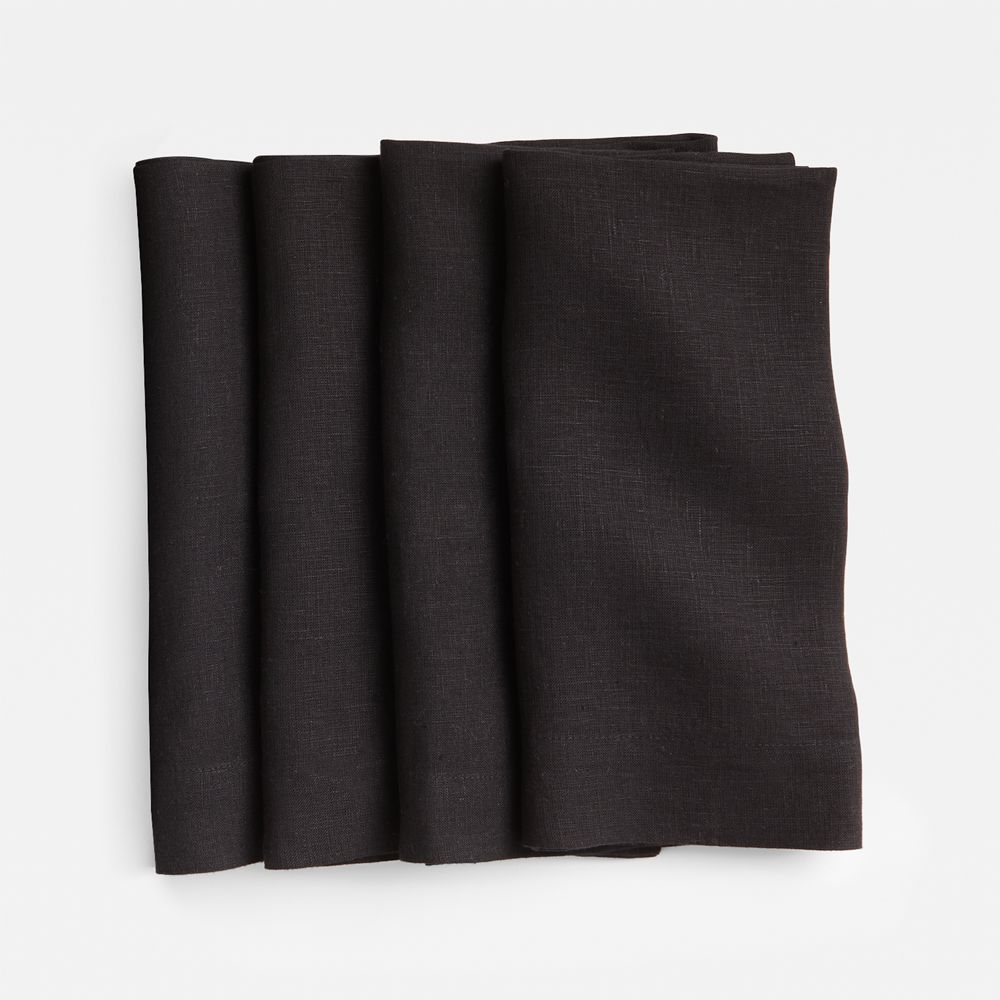 Marin Ink Black European Linen Napkin, Set of 4