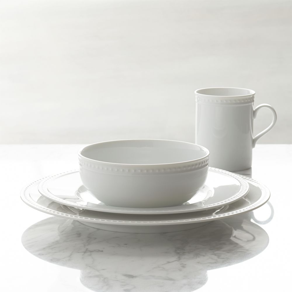 Staccato White Porcelain 4-Piece Place Setting