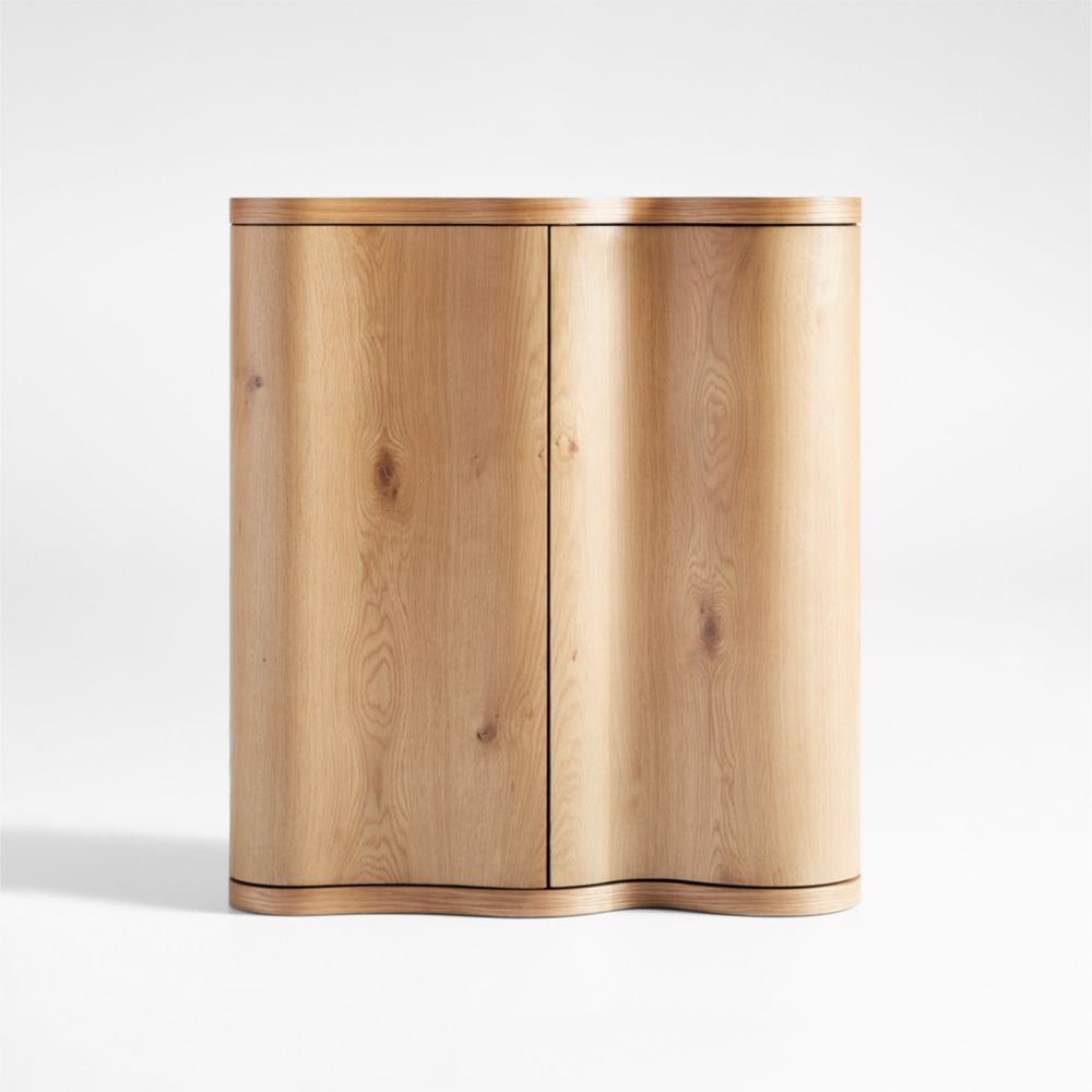 Winslow Natural Oak Wood Bar Cabinet by Jake Arnold