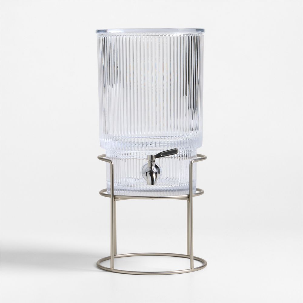 Atwell 1.7-Gallon Ribbed Glass Drink Dispenser with Silver Stand Set