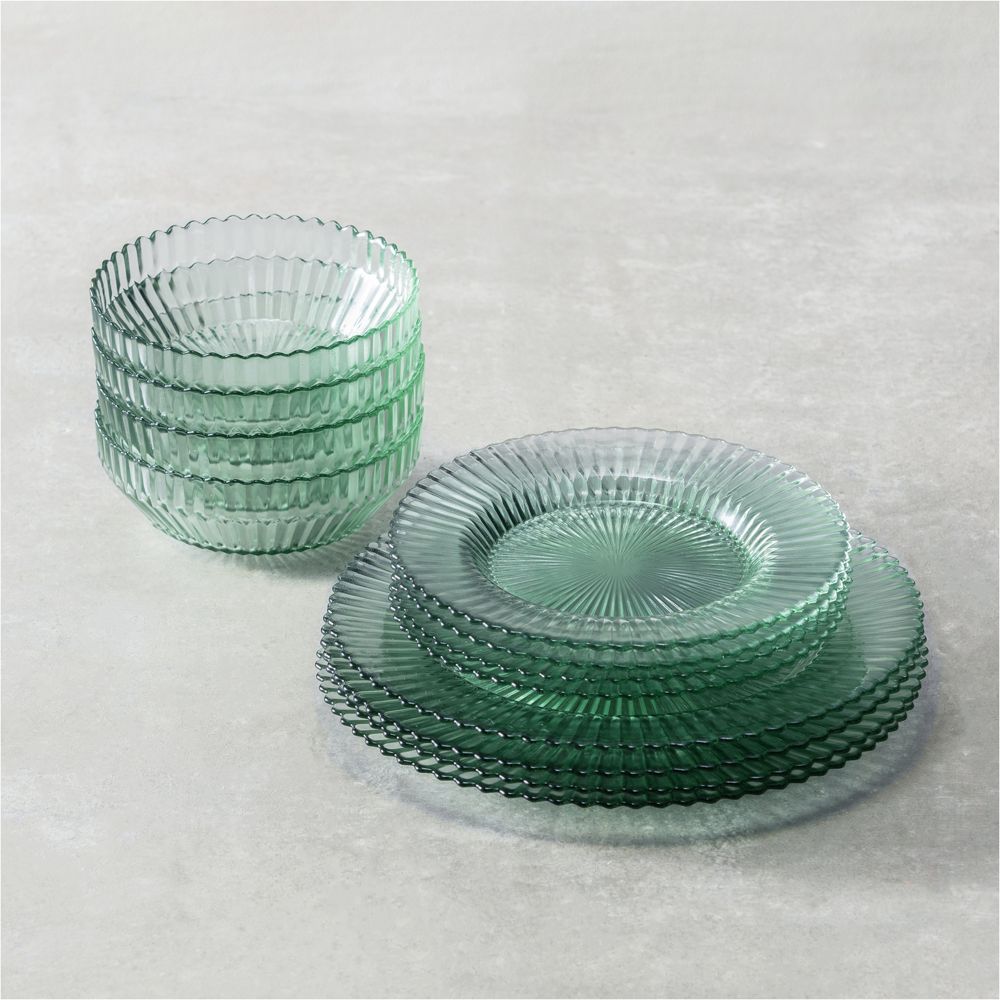 Archie Green Glass 12-Piece Place Setting