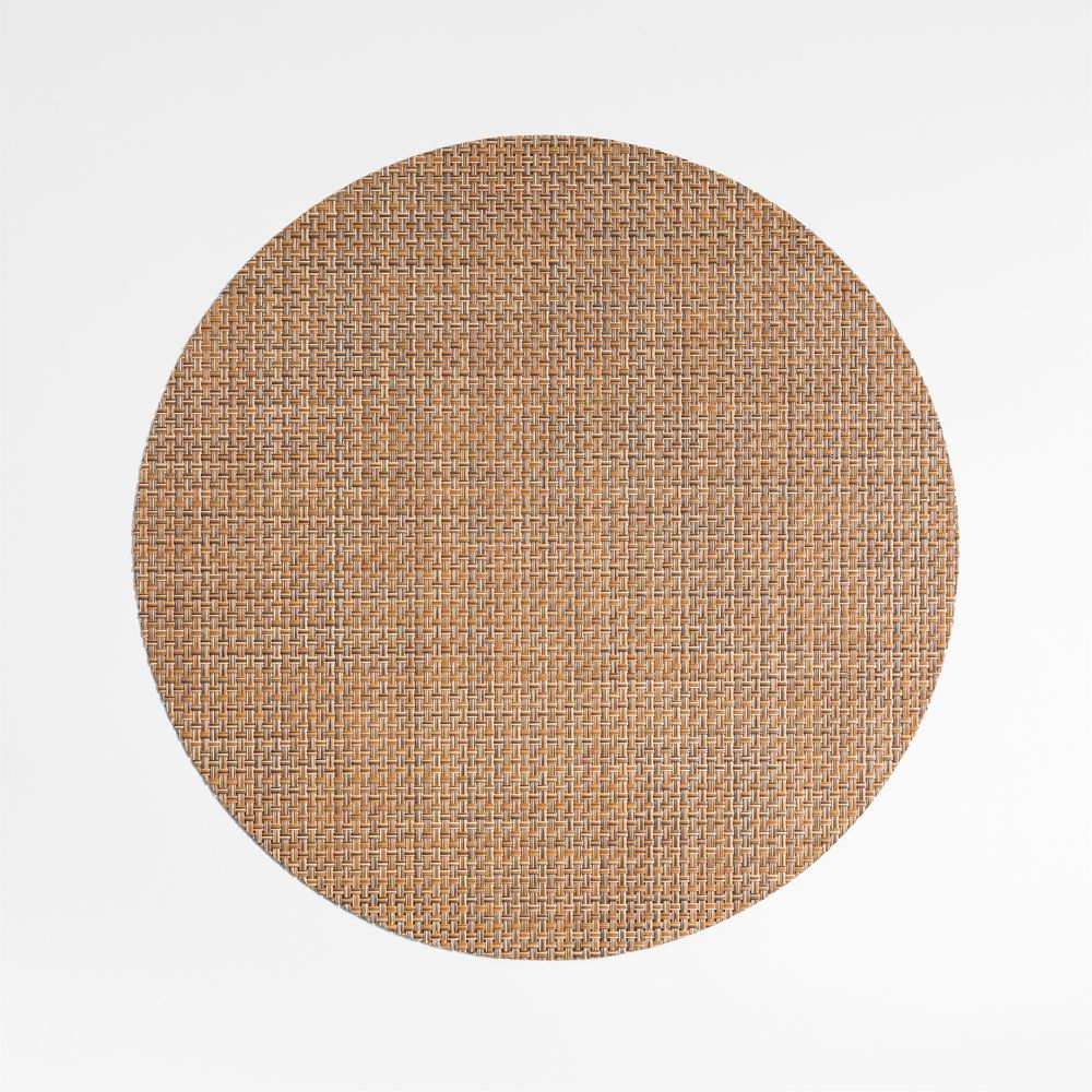 Chilewich Basketweave Round Teak Vinyl Placemat